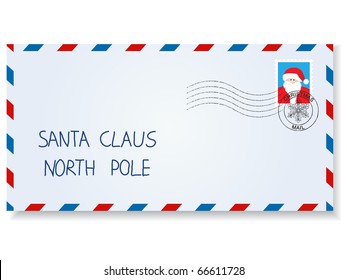 letter to santa claus with stamps and postage  marks