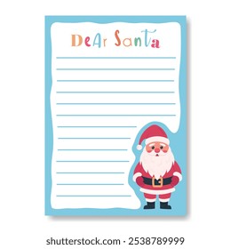 Letter for Santa Claus Vector Christmas Card with Space for Wishes