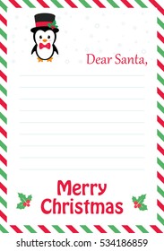 letter to santa with cute penguin