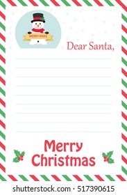 letter to santa with cute snowman