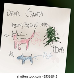 Letter To Santa / Child’s Drawing And Writing