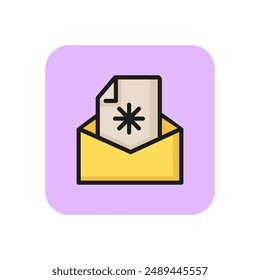 Letter to Santa line icon. Envelope, wish, post. Christmas
concept. Vector illustration can be used for topics like holiday, celebration, wishlist