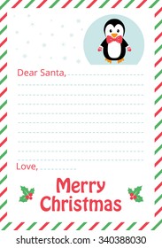 carta a santa con pingüino
