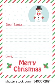 letter to santa with snowman