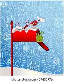 carta a santa whimsical bird.  Sobre dirigido a la Santa