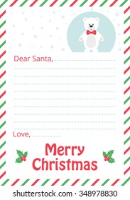 letter to Santa with winter bear