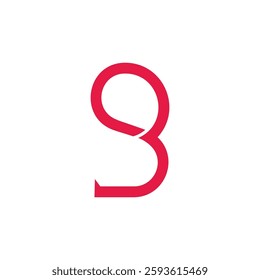 letter sb abstract red simple curves logo vector 