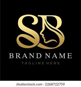 Letra SB Diseño de logotipo inicial de cara de belleza