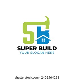 Letter SB House Logo With Minimalist Style for Real Estate or Home Sale