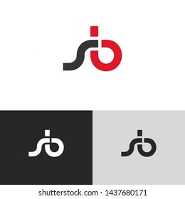 Letter sb linked lowercase logo design template elements. Red letter Isolated on black white grey background. Suitable for business, consulting group company.