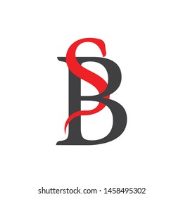letter sb linked ribbon shape logo vector