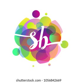 Letter SB logo with colorful splash background, letter combination logo design for creative industry, web, business and company.