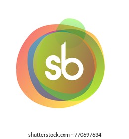 Letter SB logo with colorful splash background, letter combination logo design for creative industry, web, business and company.

