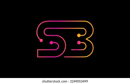 Diseño del logotipo SB de la letra. vector de diseño monocasco del logotipo SB
