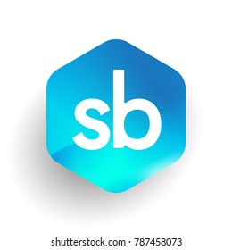 Letter SB logo in hexagon shape and colorful background, letter combination logo design for business and company identity.

