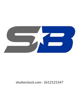 Letter SB Logo with star, SB Monogram, Initial SB Logo, SB Logo, Icon, vector