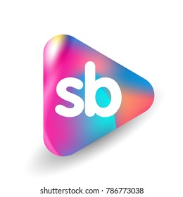 Letter SB logo in triangle shape and colorful background, letter combination logo design for business and company identity.
