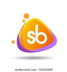 Letter SB logo in triangle splash and colorful background, letter combination logo design for creative industry, web, business and company.