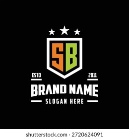 letra SB monograma escudo estrela logotipo modelo vetorial