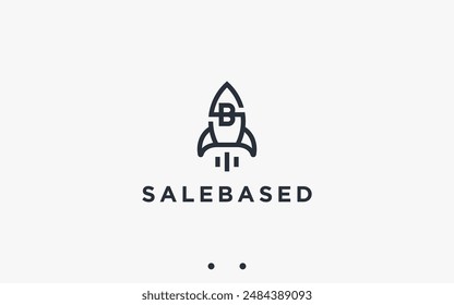 letter sb with rocket logo design vector silhouette illustration