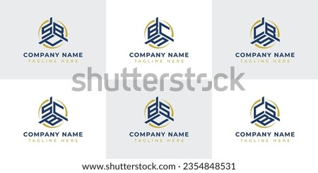Letter SBC, SCB, BSC, BCS, CSB, CBS Hexagonal Technology Logo Set. Suitable for any business.