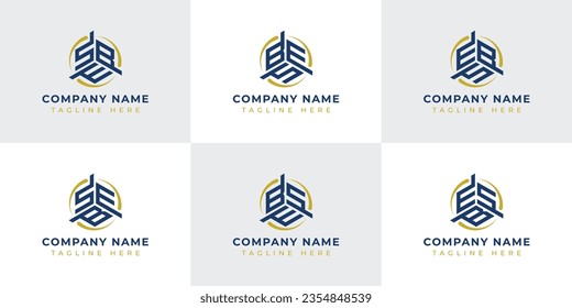 Letter SBE, SEB, BSE, BES, ESB, EBS Hexagonal Technology Logo Set. Suitable for any business.