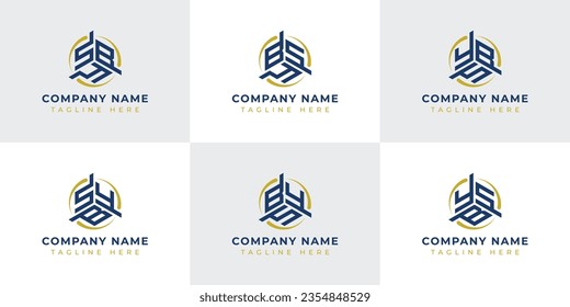 Letter SBY, SYB, BSY, BYS, YSB, YBS Hexagonal Technology Logo Set. Suitable for any business. svg