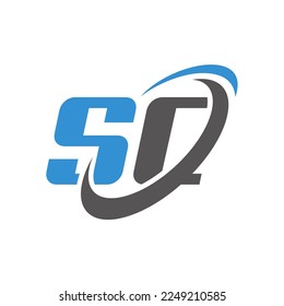 letter SC with circle flat design logo template, vector illustration
