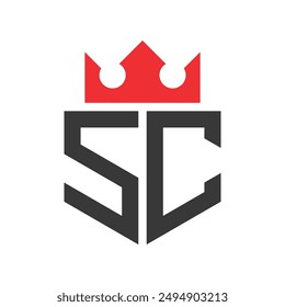 Letra SC Crown Logo. Plantilla de diseño de logotipo de la corona en la letra SC