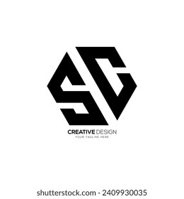 Letter Sc or Cs hexagon shape creative unique modern monogram abstract logo