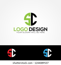 Letter SC or CS Logo Design, Monogram Initials Letter Logo Concept, Creative Icon - Vector