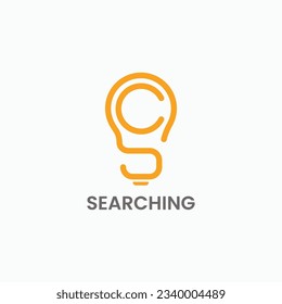 Letter SC or CS monogram light bulb shape minimal logo, icon, sign, symbol design vector template