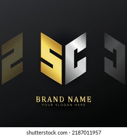 Letter SC golden and silver luxury logo template. monogram logo vector concept