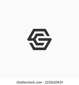 letter sc hexagon logo design vector illustration template