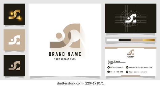 Letter SC or jC monogram logo with business card design