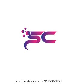 letter SC logo. SC logo with bubble dots design vector illustration.