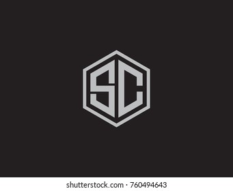 Letter SC logo template. hexagon logo
