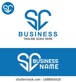 Letter SC Logo Vector With Love Shape Concept. Isolated in White Background