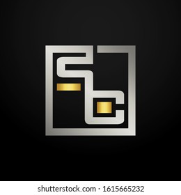 Letter SC modern logo icon monogram design. Outstanding professional elegant trendy based alphabet. Vector graphic template element in silver and gold color. Can be used for luxury company branding.