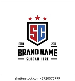 letra SC monograma escudo estrela logotipo modelo vetorial