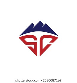 Letter SC mountain logo design vector