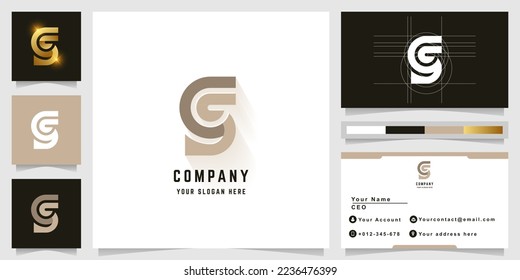 Logotipo de letra Sc o Ss en monograma con diseño de tarjeta de visita