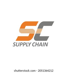 Letter SC Supply Chain Logo Design, Vector, Illustration, Typographic Symbol, Alphabetic Icon, Initial Letters, Business Identity, Template, Abstract, Monogram