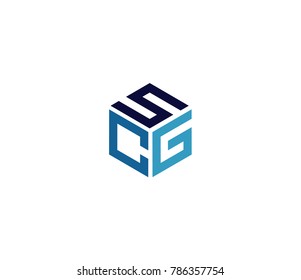 Letter SCG logo template. hexagon logo