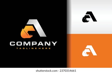 letter A scoop excavator logo