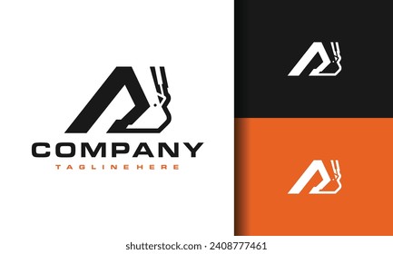 letter A scoop excavator logo