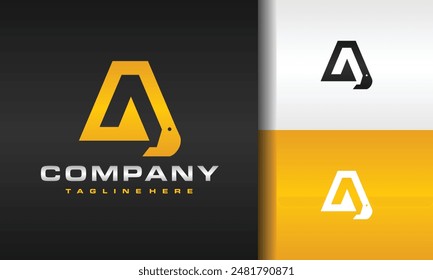 letter A scoop excavator logo