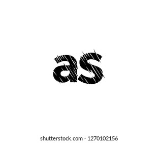 AS Letter Scratch Hand Drawn Chalk Effect Monogram Logotype