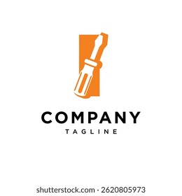 Letter I Screwdriver Logo Icon Vector