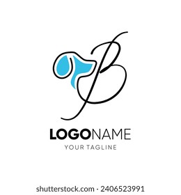 Letter Script B Dog Logo Design Vector Icon Graphic Emblem Illustration 